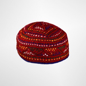 Pure Woolen Full Skull Vintage Style Sindhi Cap in Satrangi - MKC-147